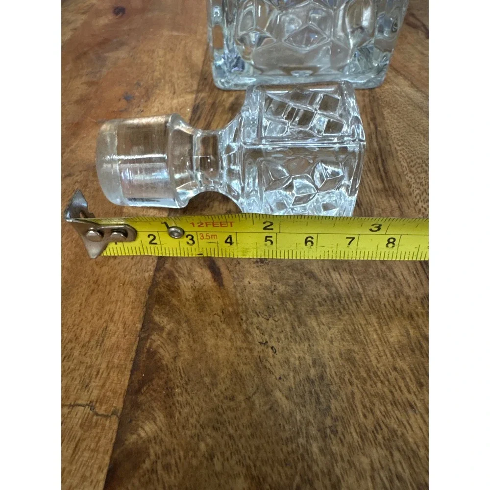 Fostoria Whiskey Decanter Honeycomb Pattern Square Bottle with Stopper